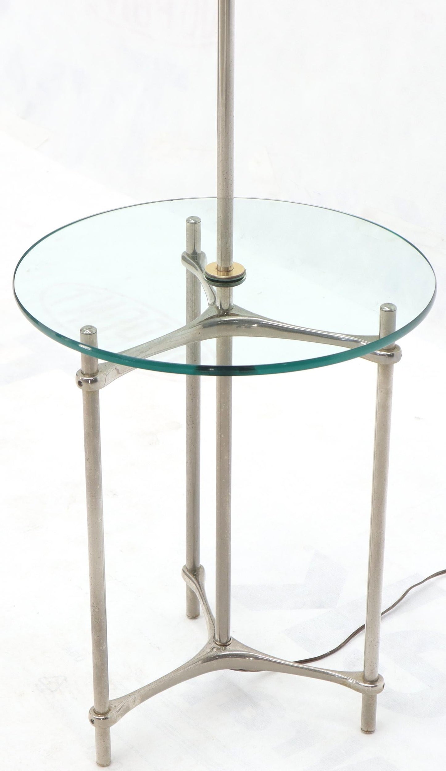 EstablishedLines Chrome Tripod Base Glass Side Table Floor Lamp