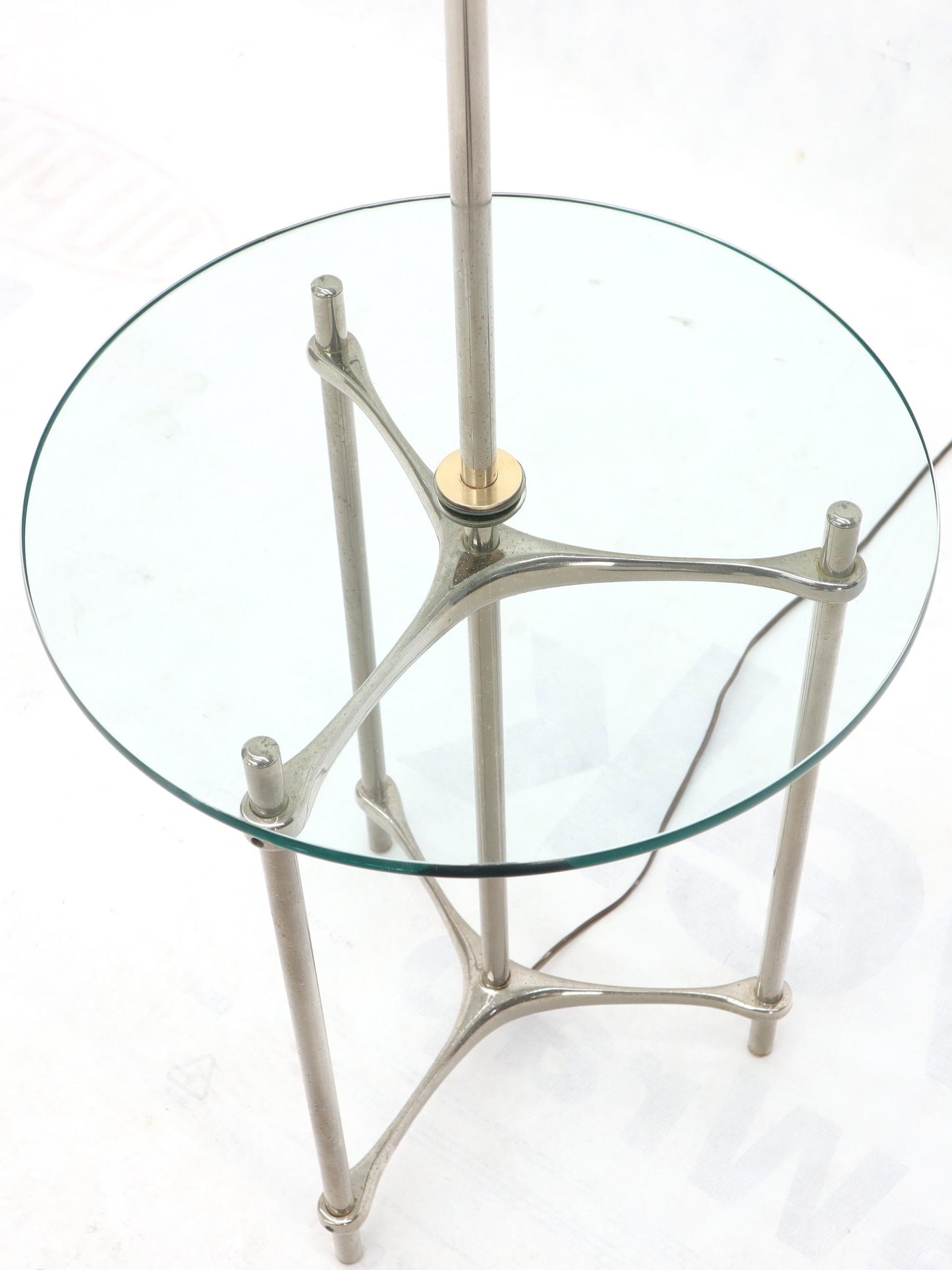 EstablishedLines Chrome Tripod Base Glass Side Table Floor Lamp