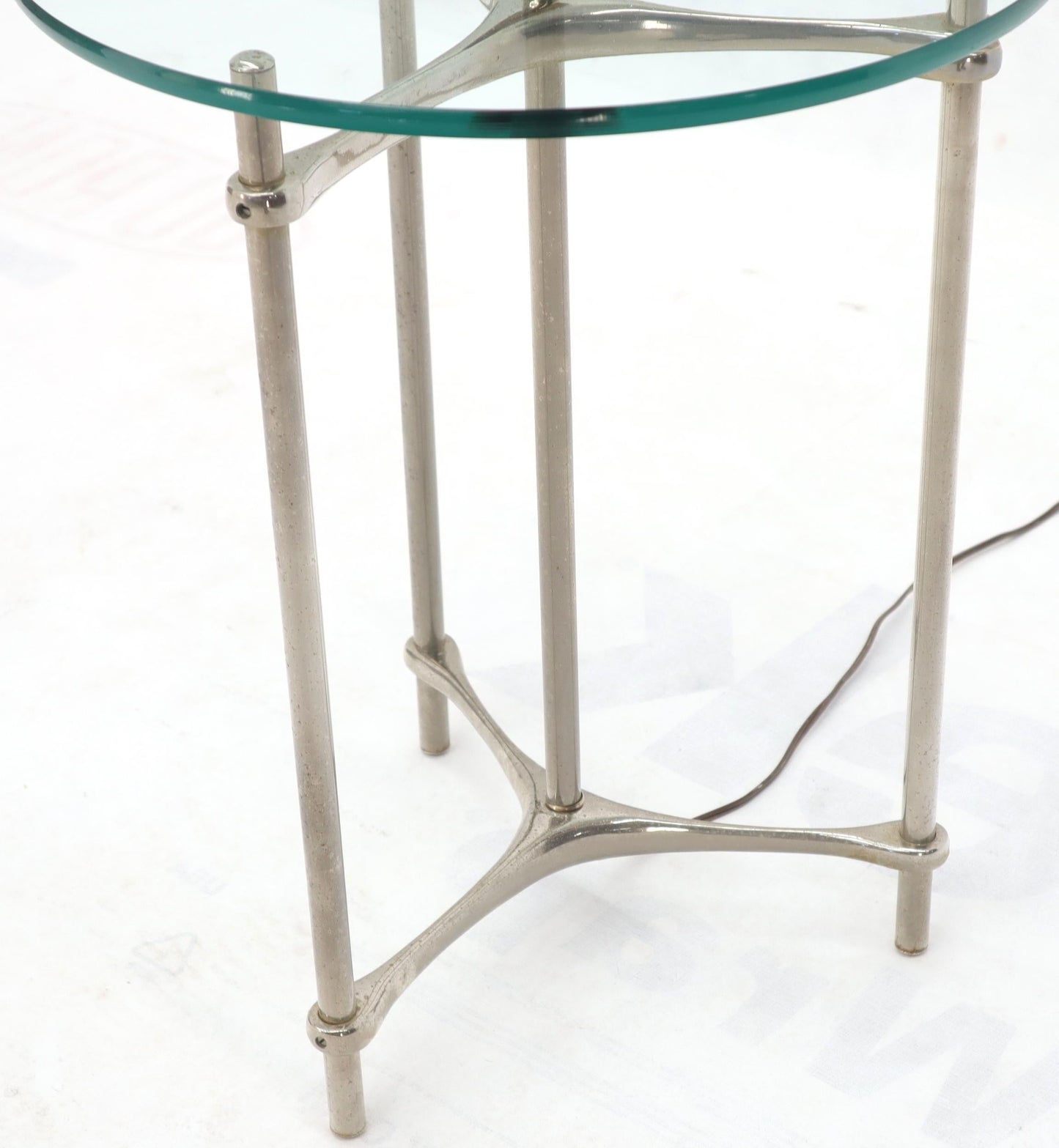 EstablishedLines Chrome Tripod Base Glass Side Table Floor Lamp
