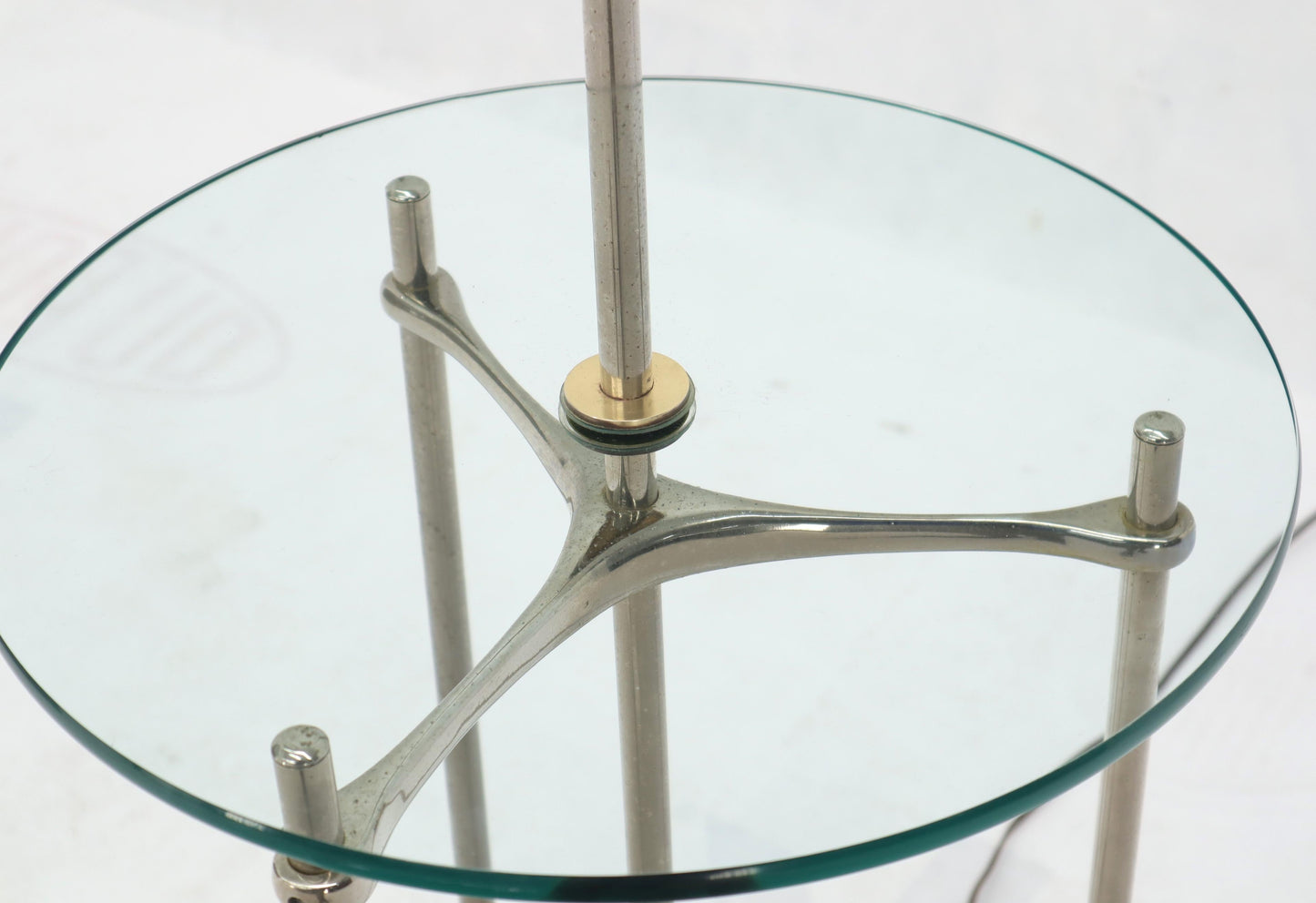EstablishedLines Chrome Tripod Base Glass Side Table Floor Lamp