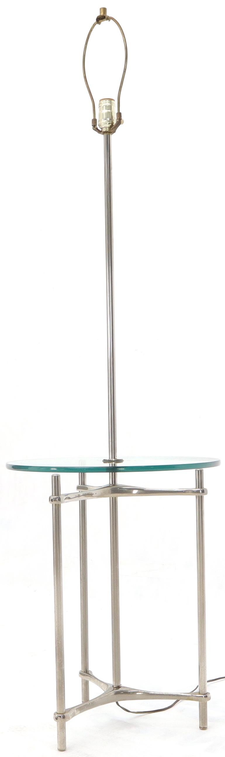 EstablishedLines Chrome Tripod Base Glass Side Table Floor Lamp