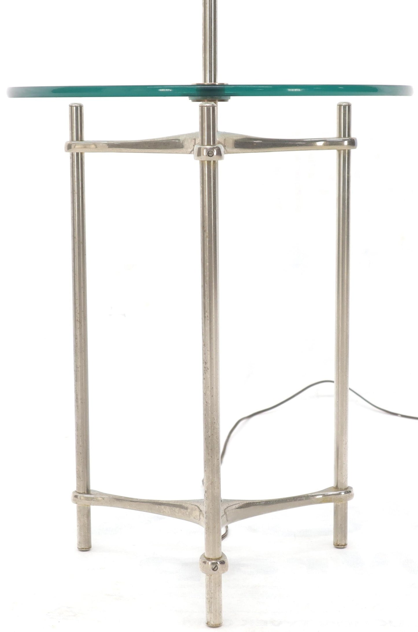 EstablishedLines Chrome Tripod Base Glass Side Table Floor Lamp