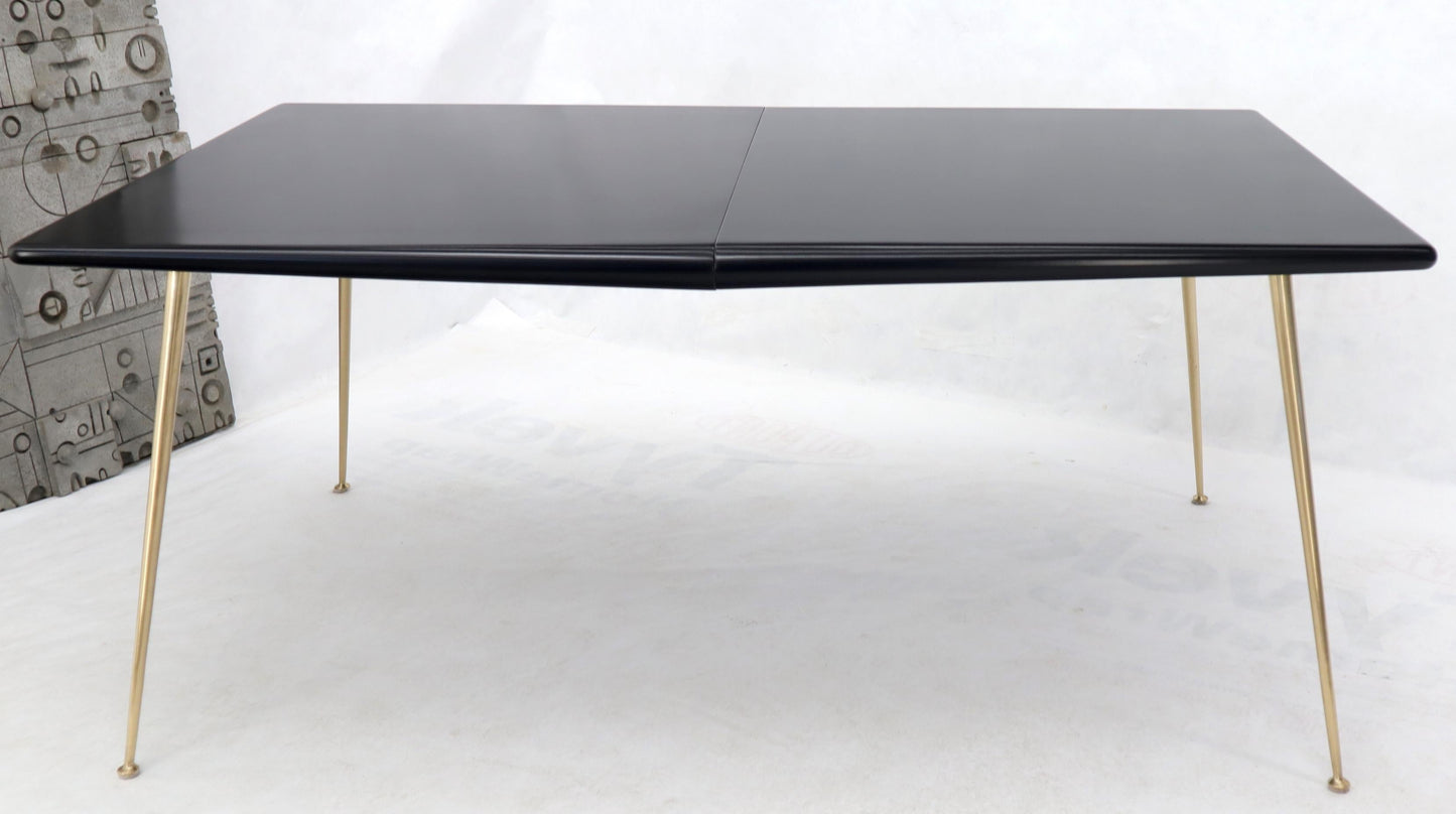 EstablishedLines Black Lacquer Brass Legs Gibbings Dining Table with 1 Extensions Board