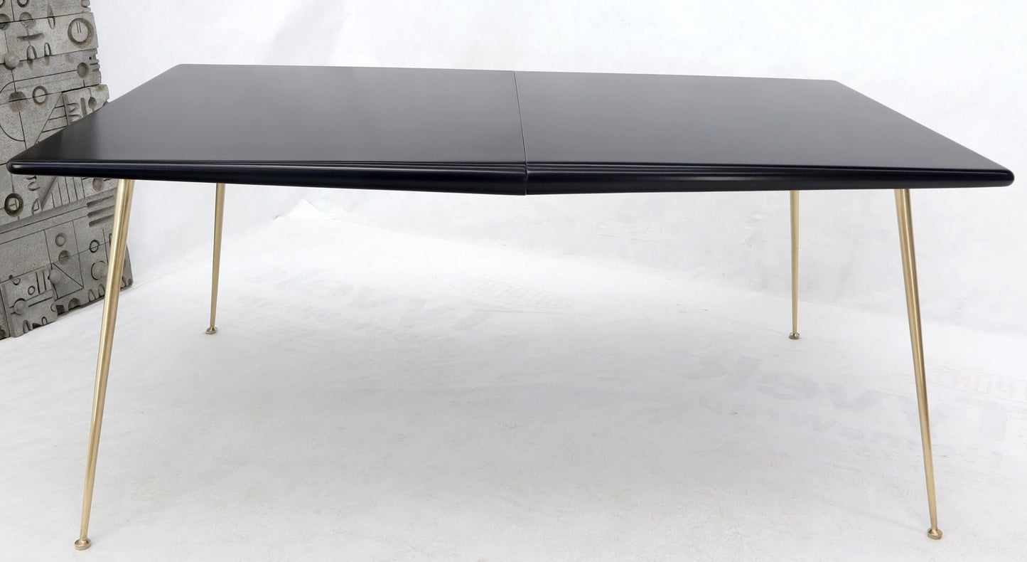 EstablishedLines Black Lacquer Brass Legs Gibbings Dining Table with 1 Extensions Board