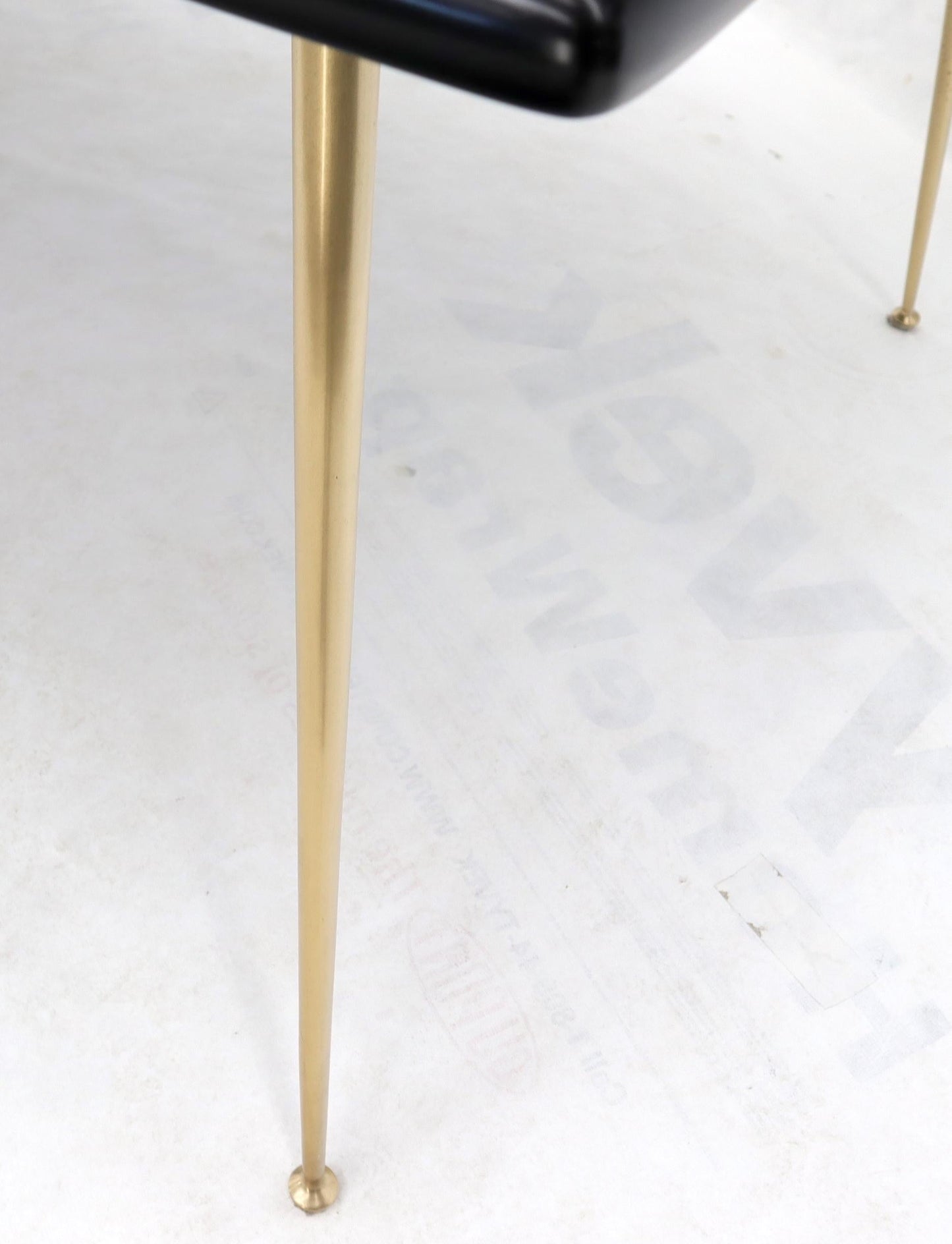 EstablishedLines Black Lacquer Brass Legs Gibbings Dining Table with 1 Extensions Board