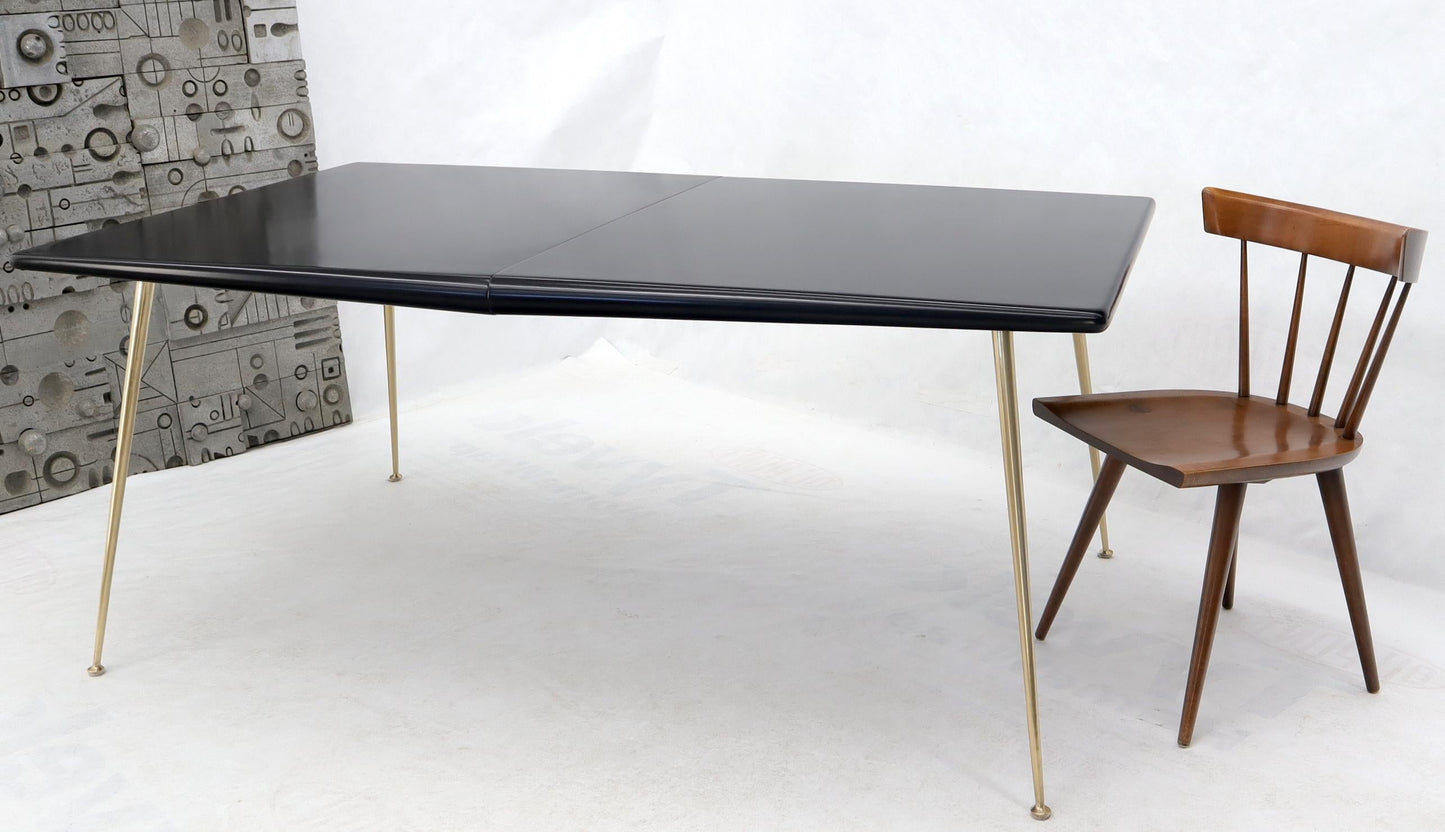 EstablishedLines Black Lacquer Brass Legs Gibbings Dining Table with 1 Extensions Board