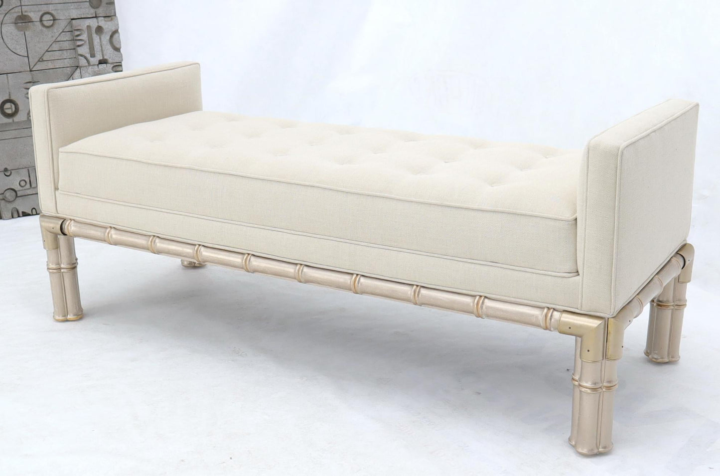 EstablishedLines Faux Bamboo Base Tufted Upholstery Bench with Sides