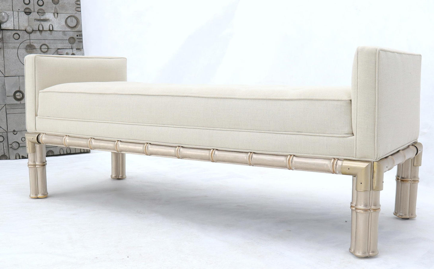EstablishedLines Faux Bamboo Base Tufted Upholstery Bench with Sides