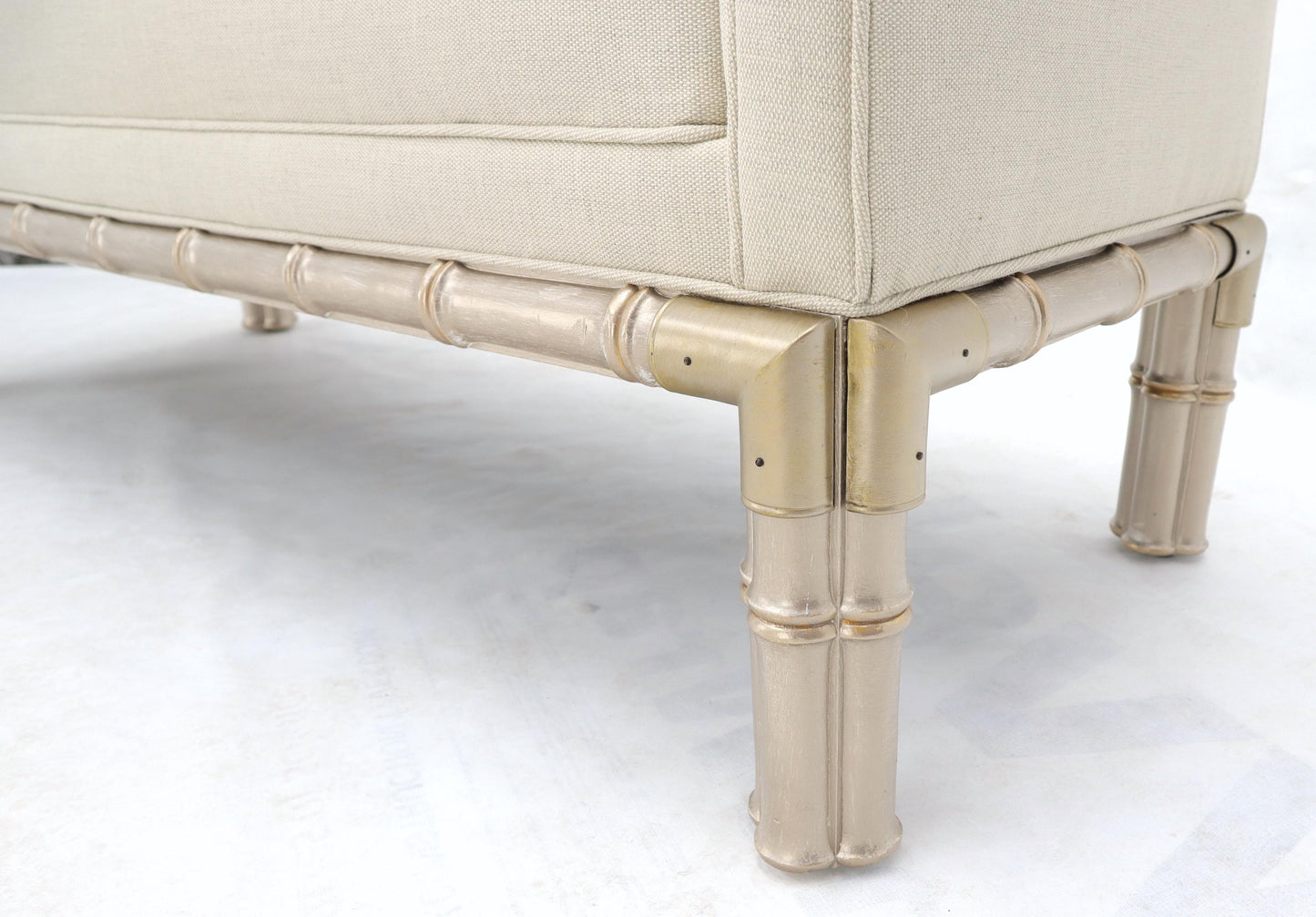 EstablishedLines Faux Bamboo Base Tufted Upholstery Bench with Sides