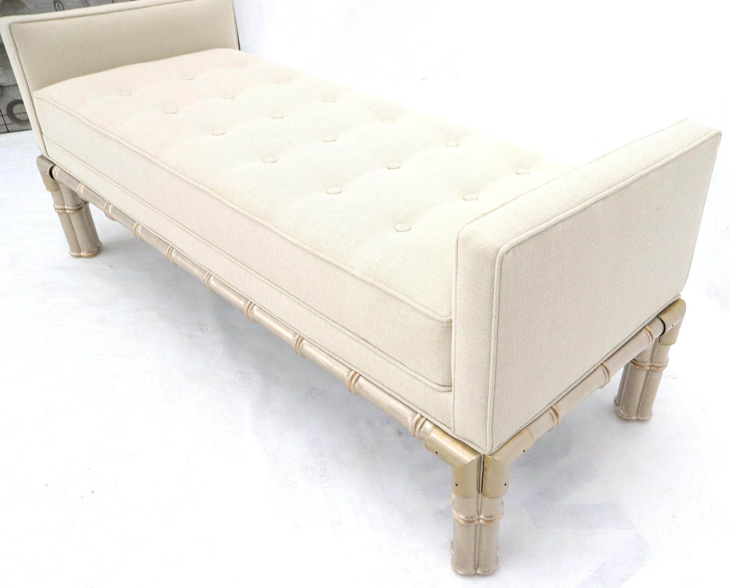 EstablishedLines Faux Bamboo Base Tufted Upholstery Bench with Sides