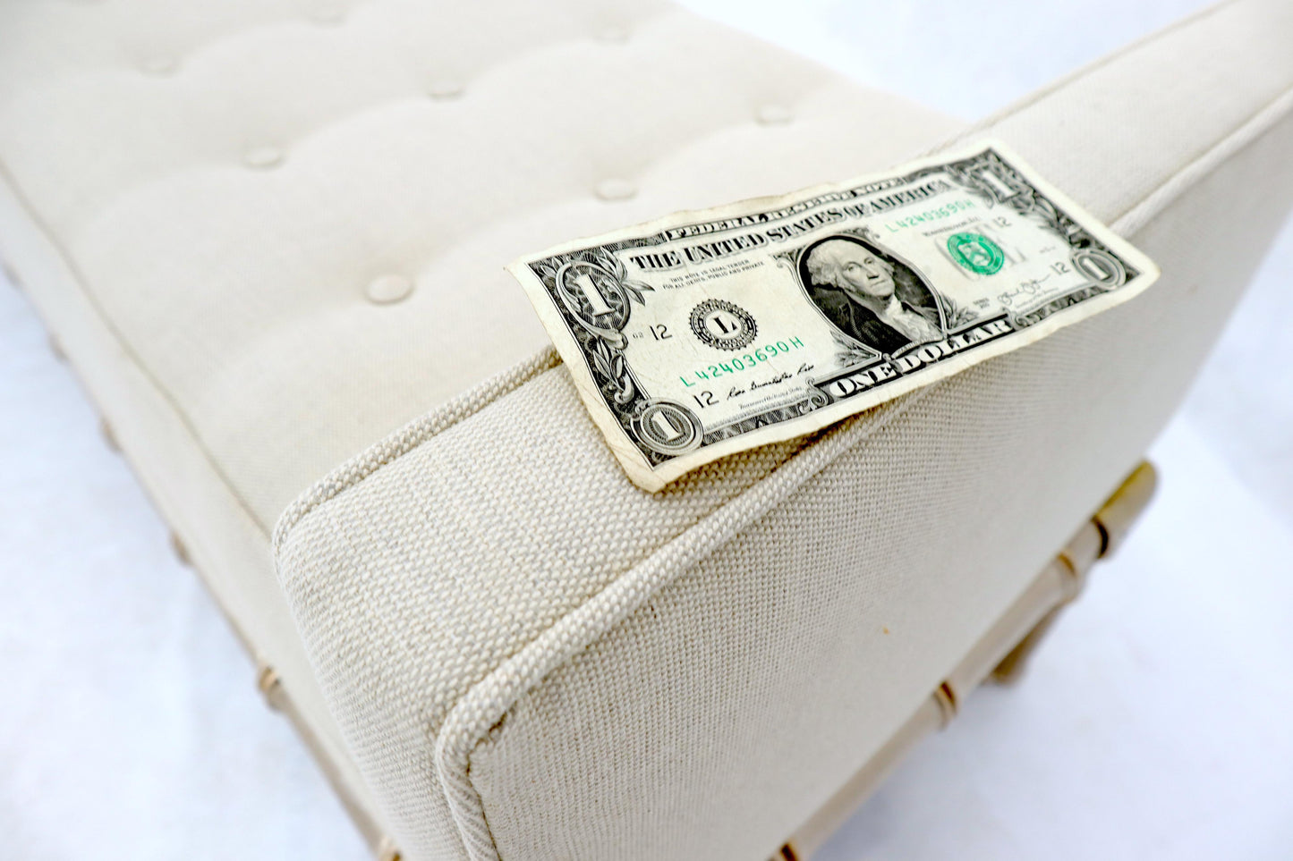 EstablishedLines Faux Bamboo Base Tufted Upholstery Bench with Sides