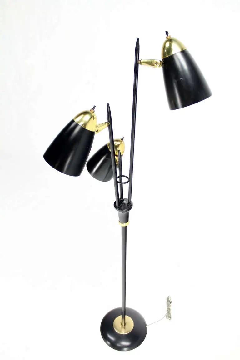 EstablishedLines Black Enamel Mid Century Modern Adjustable Gerald Thurston Three Way Floor Lamp