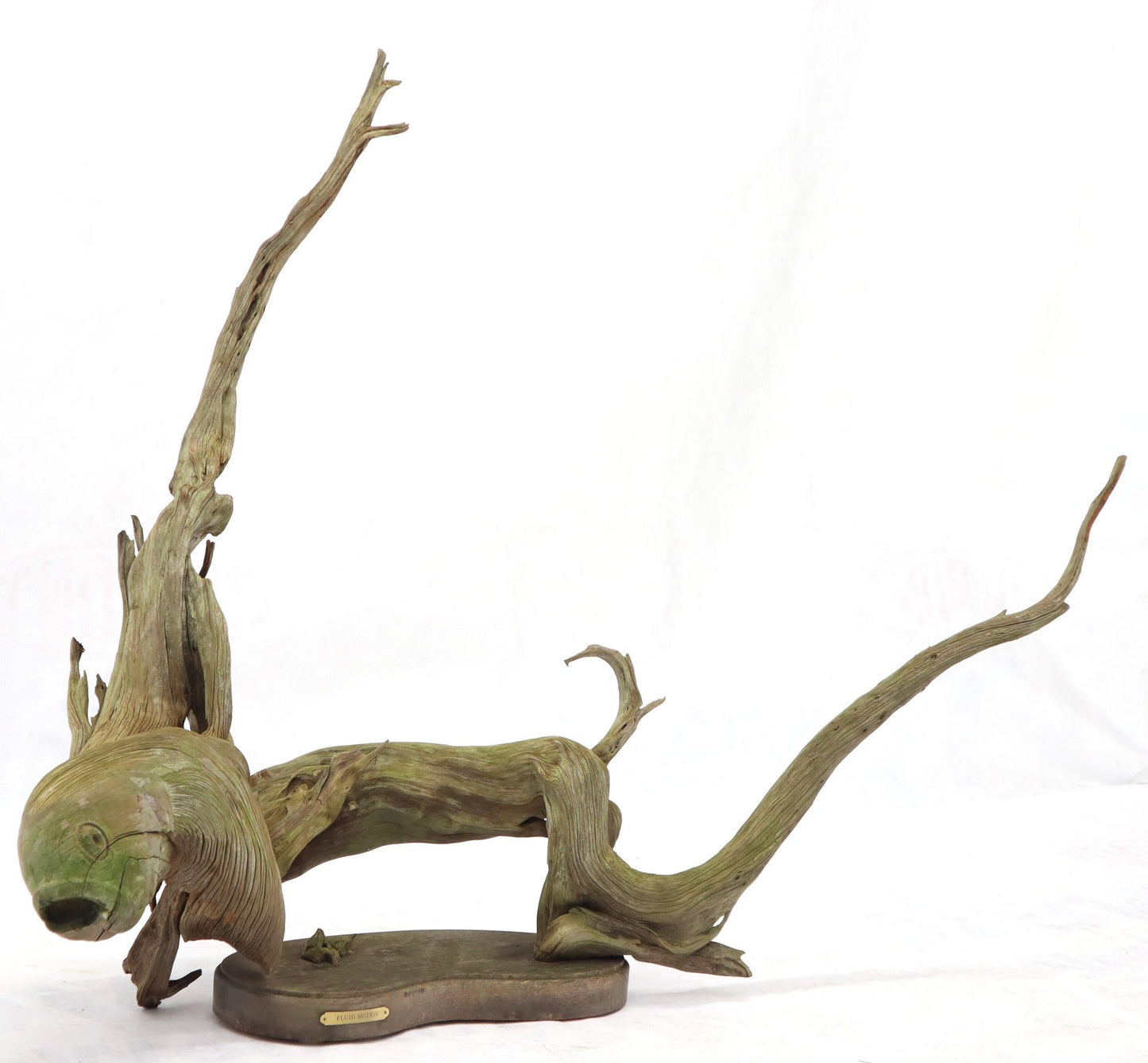 Large Natural Wood Fish Shape Driftwood Sculpture Artist Signed