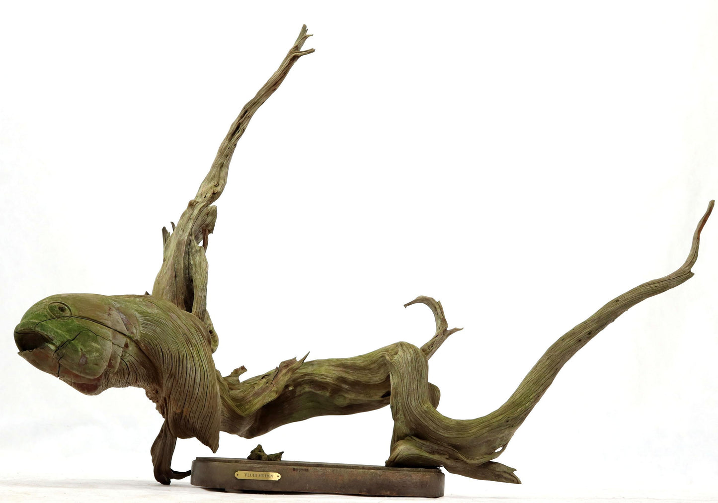 Large Natural Wood Fish Shape Driftwood Sculpture Artist Signed