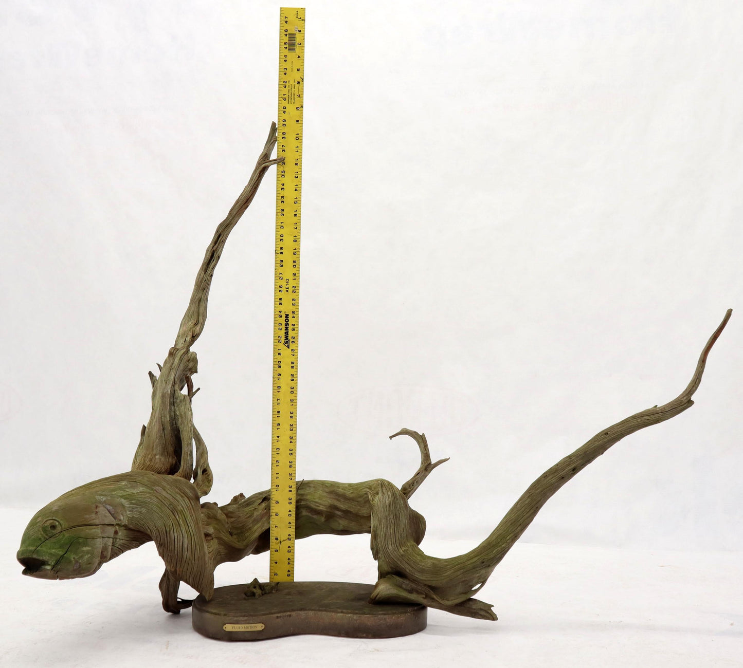 Large Natural Wood Fish Shape Driftwood Sculpture Artist Signed