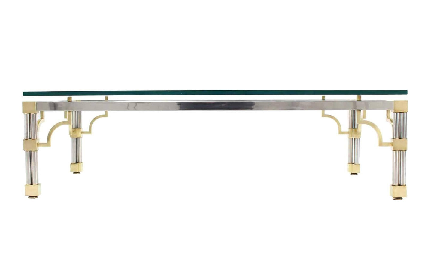 EstablishedLines Heavy Thick Glass Brass and Chrome Coffee Table