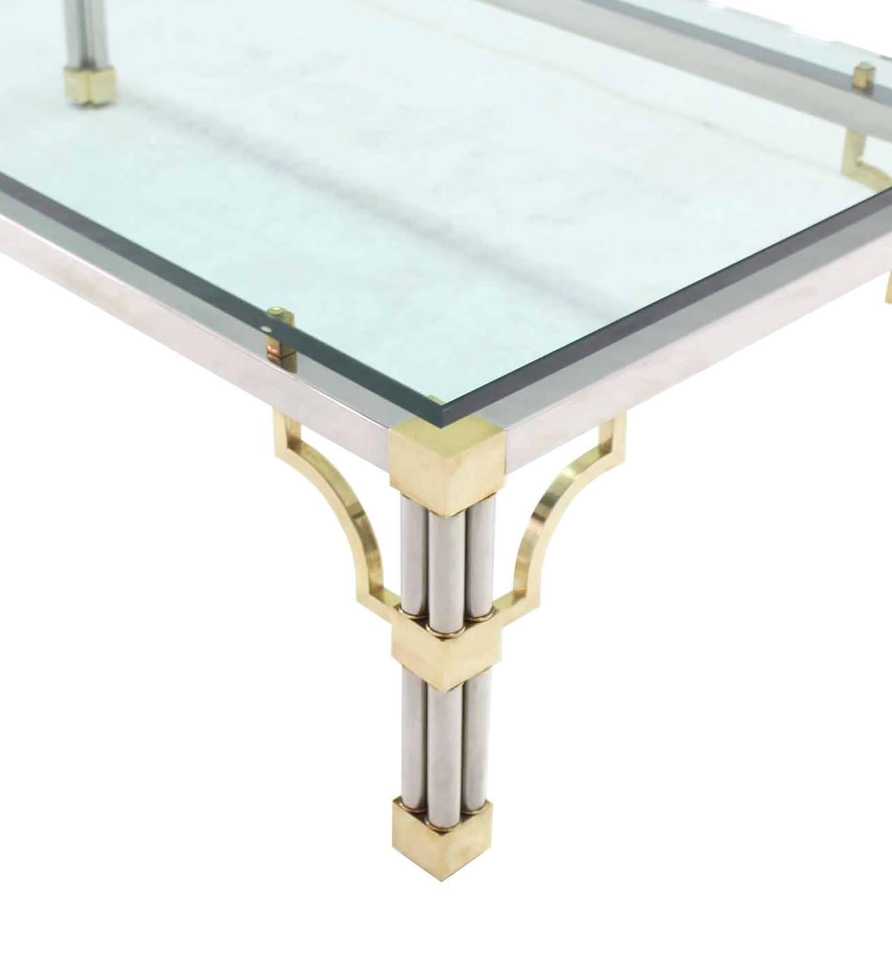EstablishedLines Heavy Thick Glass Brass and Chrome Coffee Table