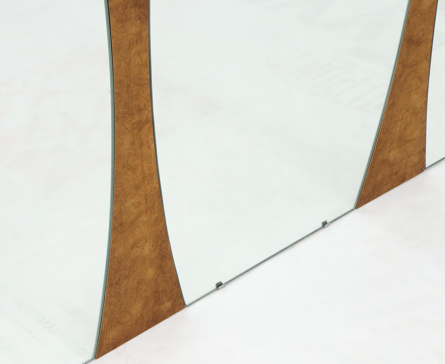 EstablishedLines Burl Wood Frame Triple Boat Shape Wall Mirror