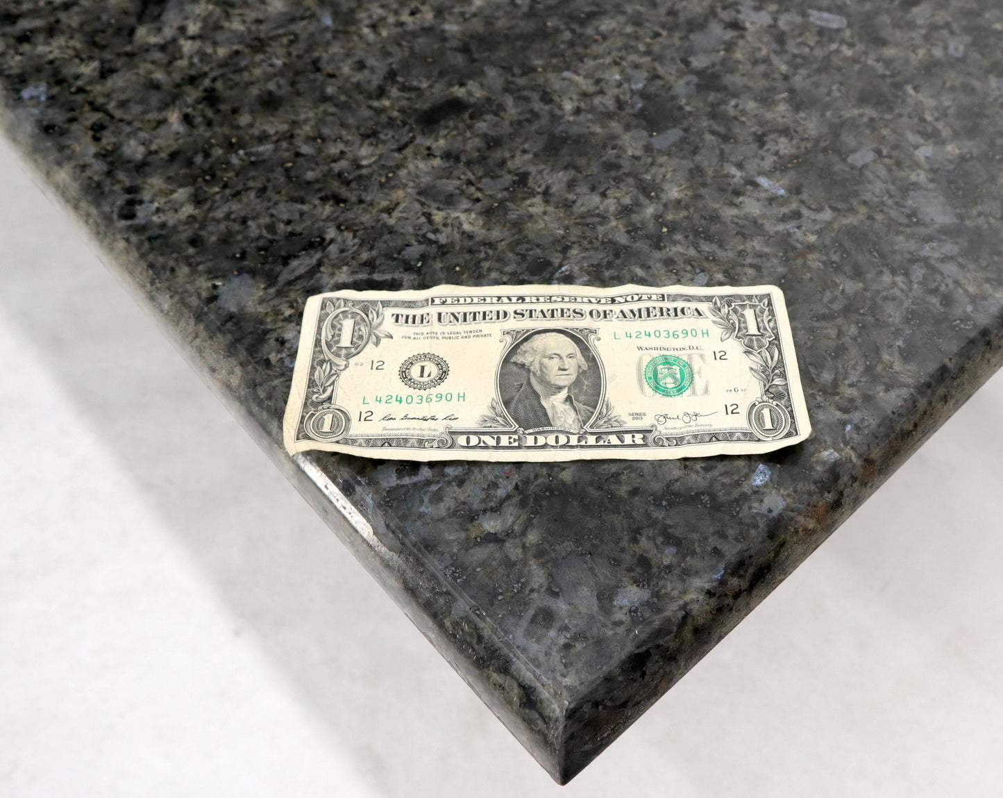 EstablishedLines Medium to Large Black Granite Rectangular Mid-Century Modern Coffee Table