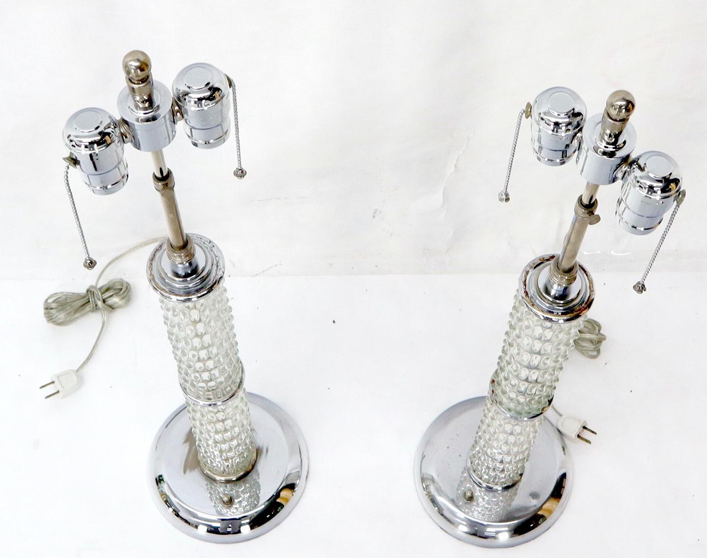 EstablishedLines Large Crystal and Chrome Mid-Century Modern Table Lamps