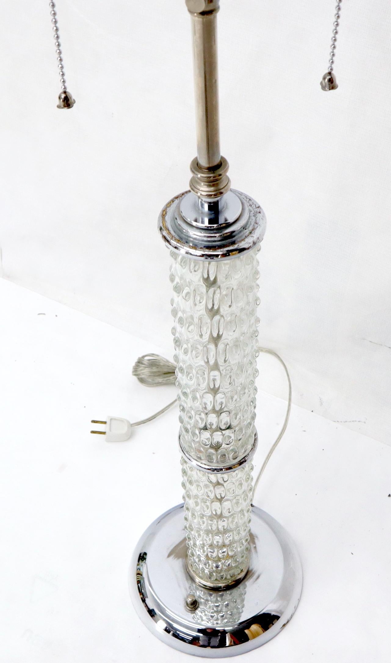 EstablishedLines Large Crystal and Chrome Mid-Century Modern Table Lamps