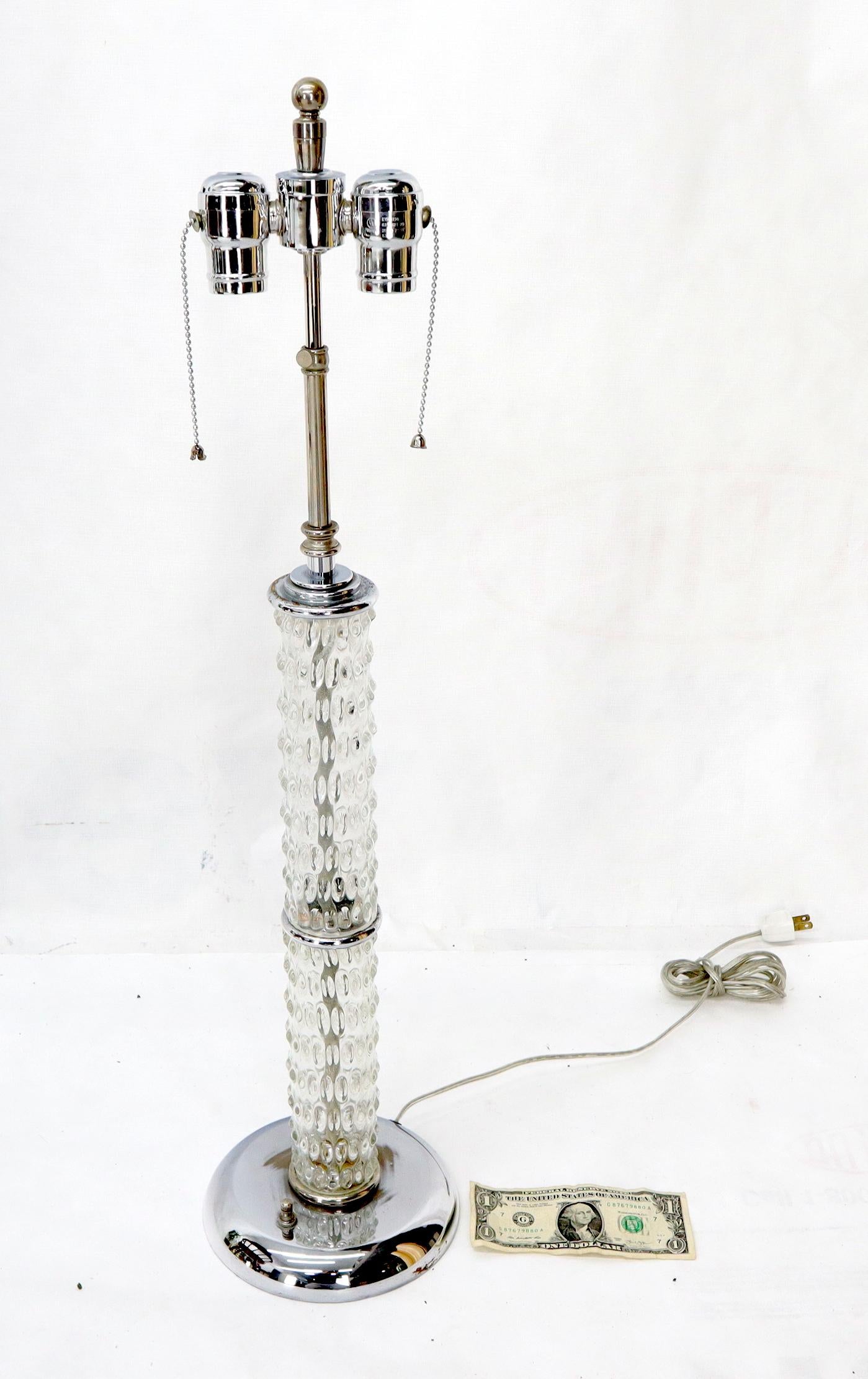 EstablishedLines Large Crystal and Chrome Mid-Century Modern Table Lamps
