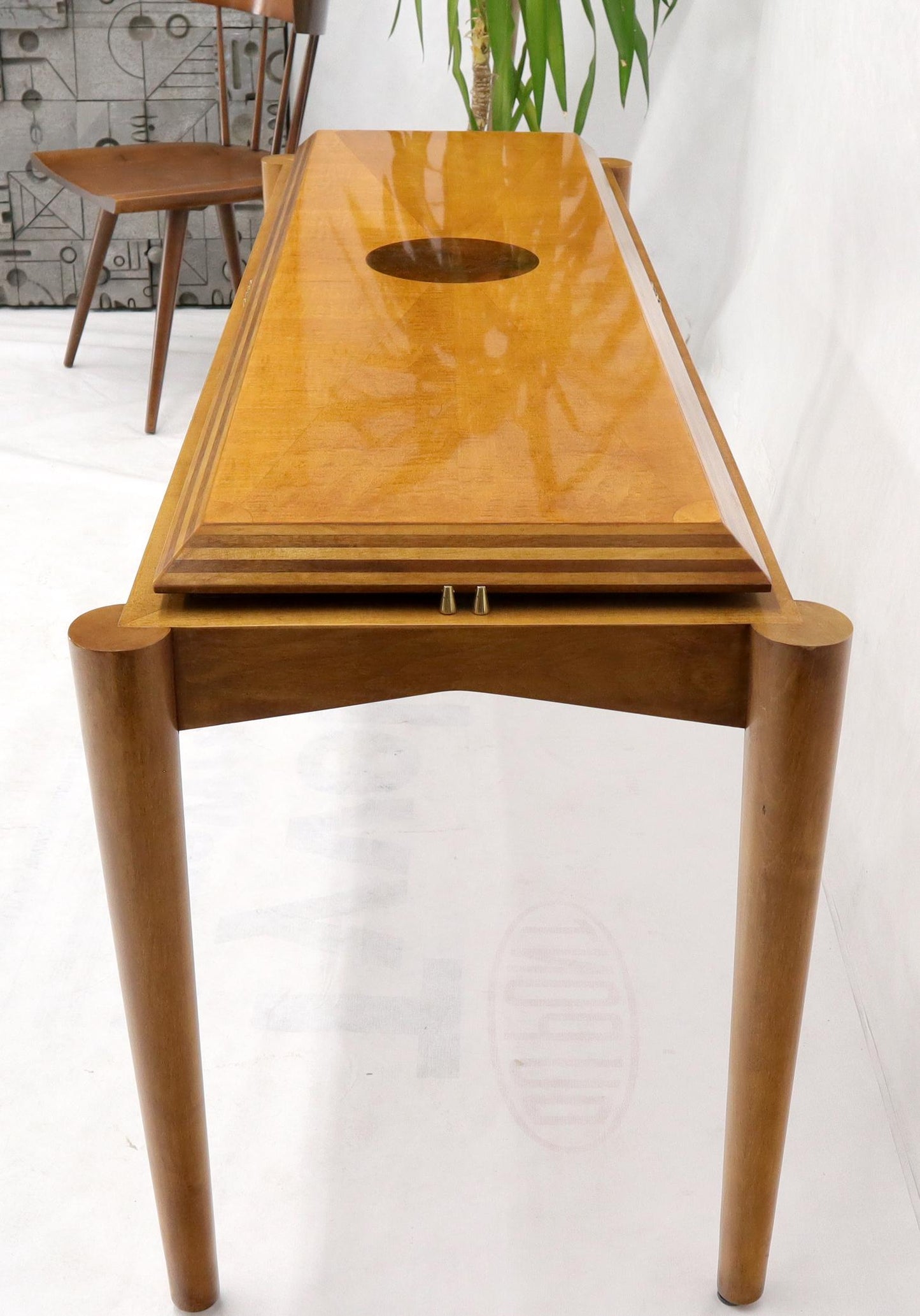 EstablishedLines Henredon Satin and Burl Wood Console Table