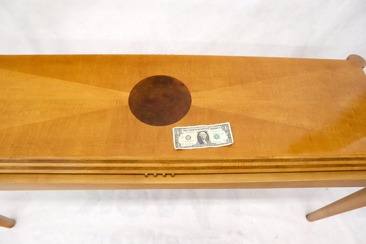 EstablishedLines Henredon Satin and Burl Wood Console Table
