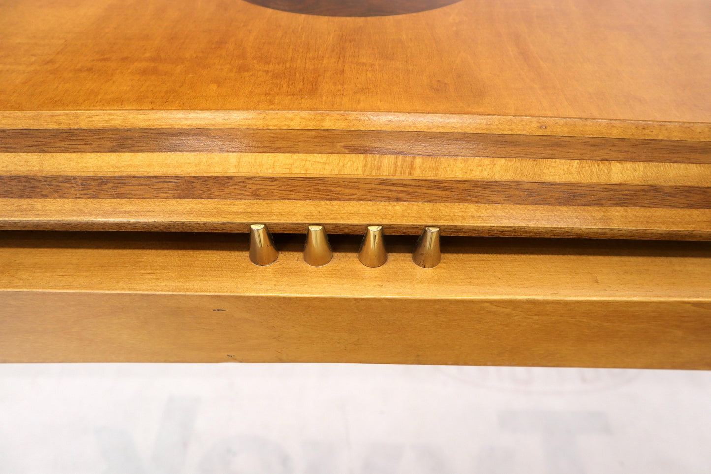 EstablishedLines Henredon Satin and Burl Wood Console Table