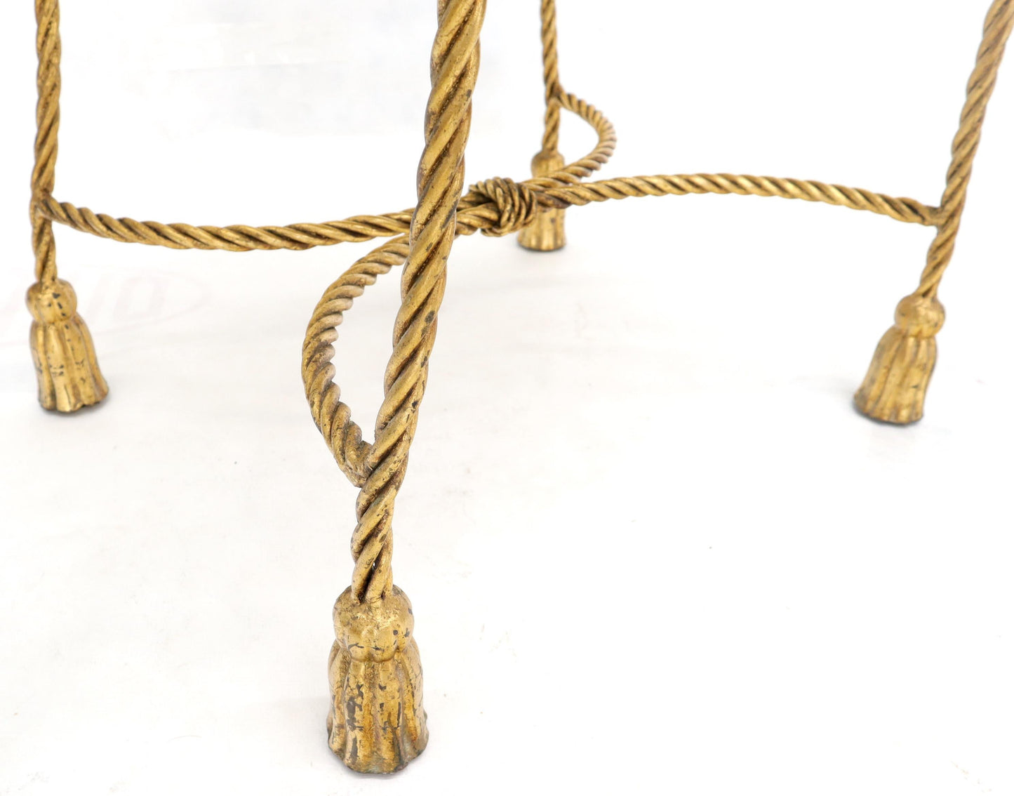 EstablishedLines Italian Faux Twisted Rope Gold Gilt Metal Bench