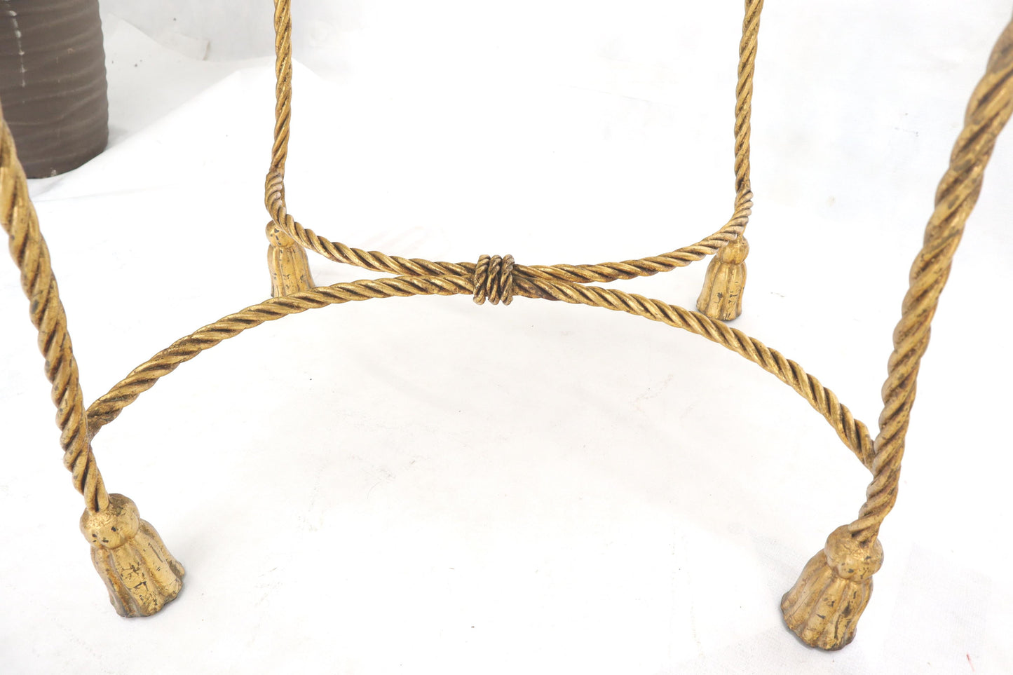 EstablishedLines Italian Faux Twisted Rope Gold Gilt Metal Bench