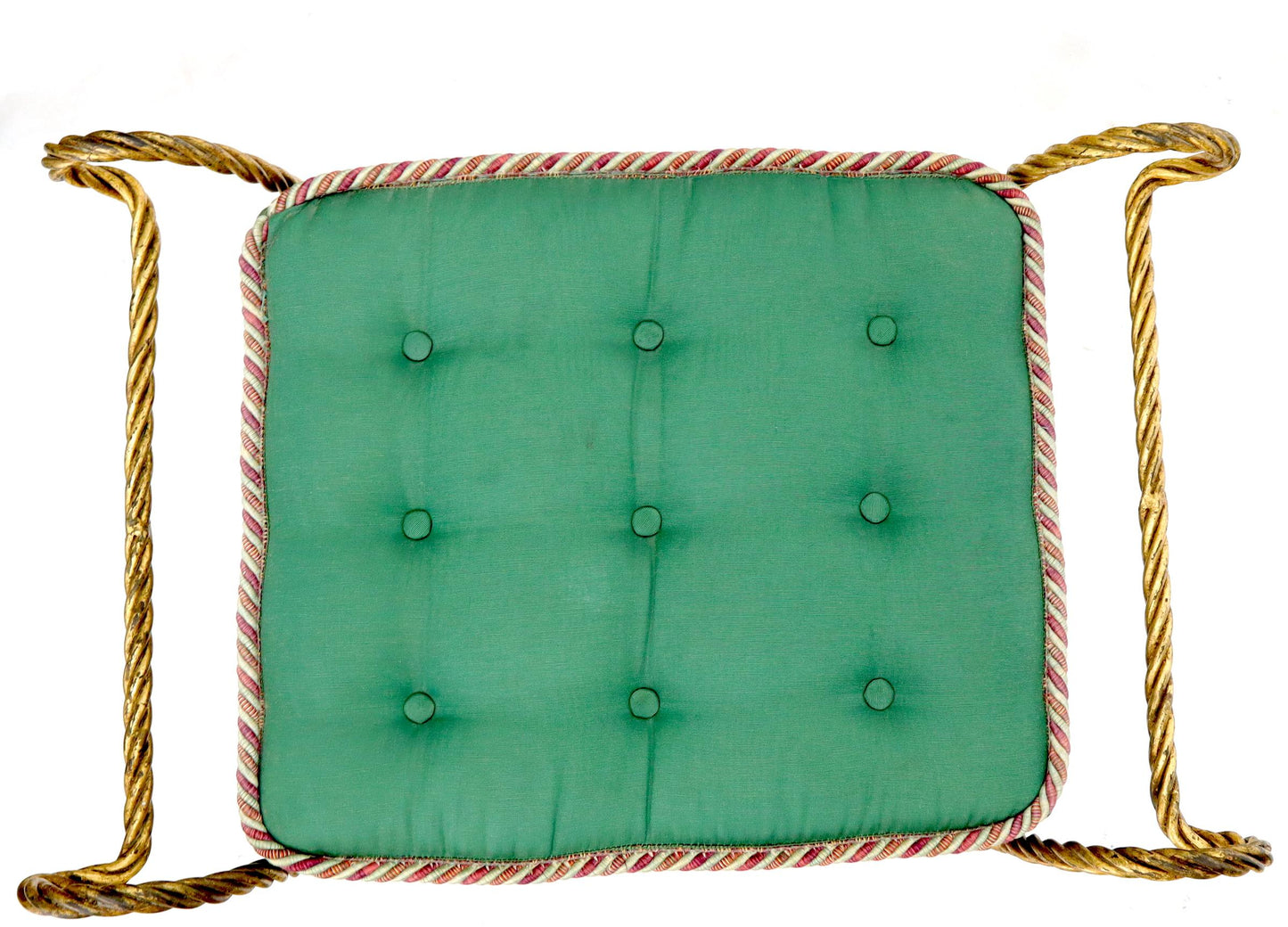 EstablishedLines Italian Faux Twisted Rope Gold Gilt Metal Bench