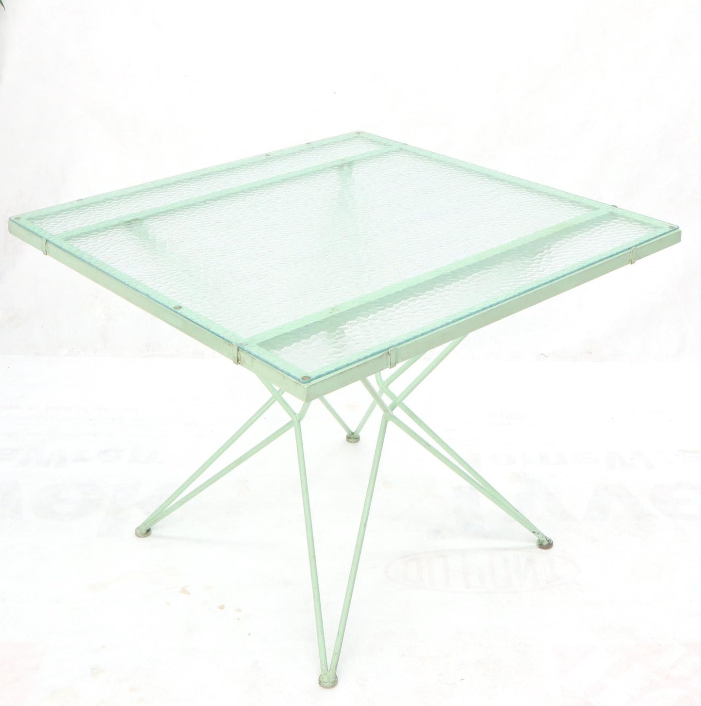 EstablishedLines Mid-Century Modern 5 Pieces Glass Top Outdoor Dining Set Art, Russel Woodard