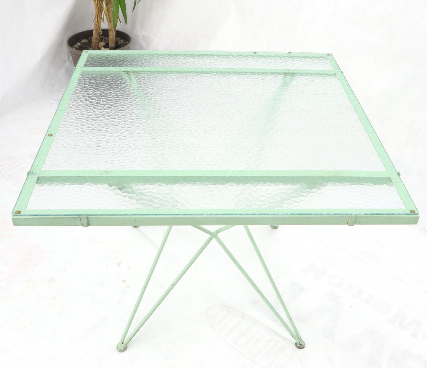 EstablishedLines Mid-Century Modern 5 Pieces Glass Top Outdoor Dining Set Art, Russel Woodard