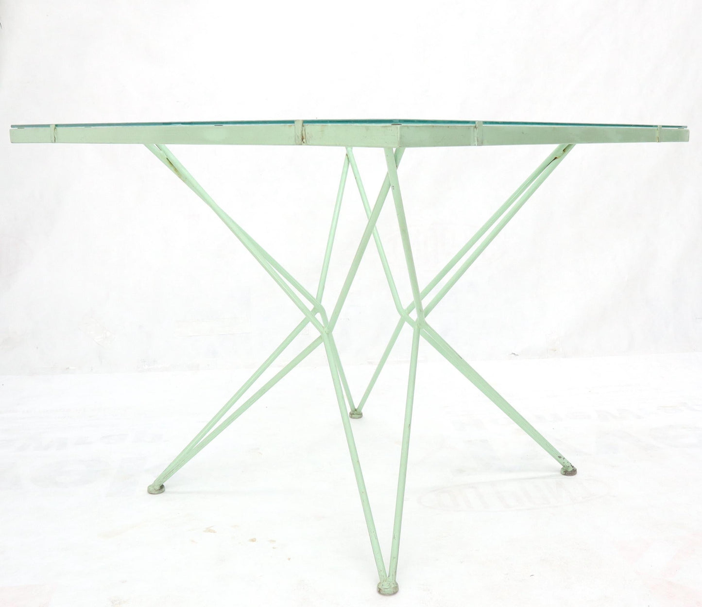 EstablishedLines Mid-Century Modern 5 Pieces Glass Top Outdoor Dining Set Art, Russel Woodard