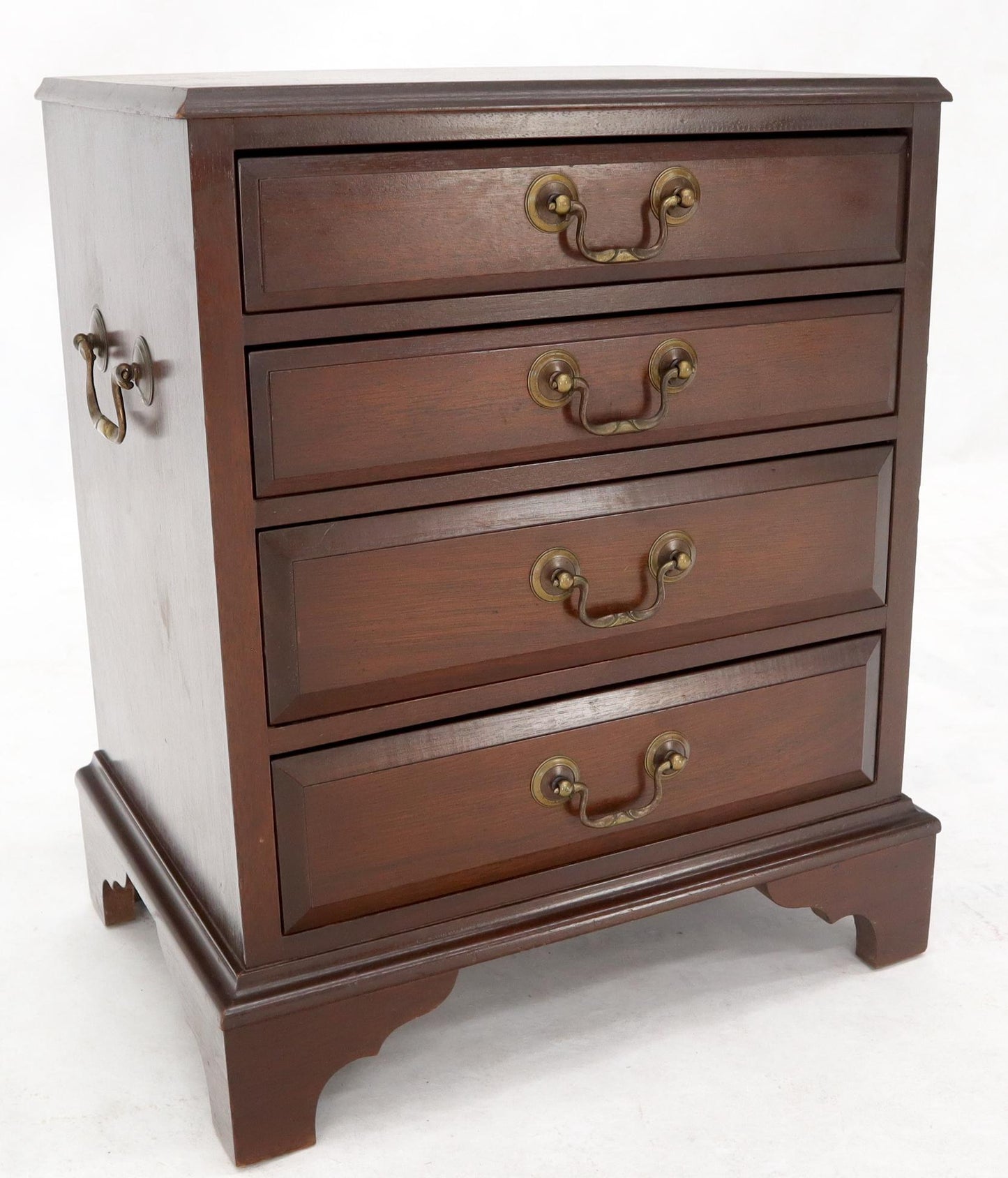 EstablishedLines Miniature 4 Drawers Jewelry Letter Campaign Chest Dresser with Brass Drop Pulls