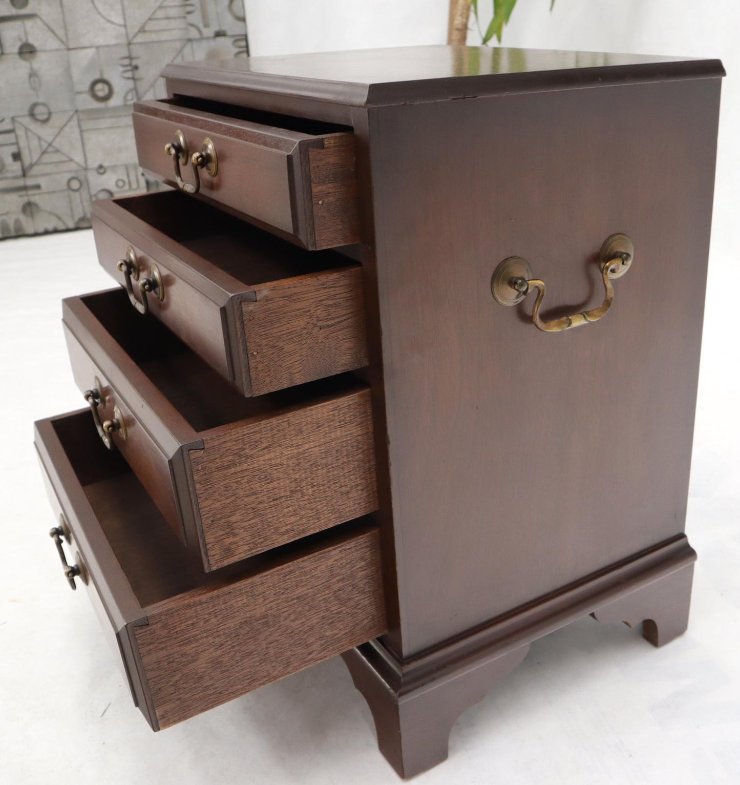 EstablishedLines Miniature 4 Drawers Jewelry Letter Campaign Chest Dresser with Brass Drop Pulls