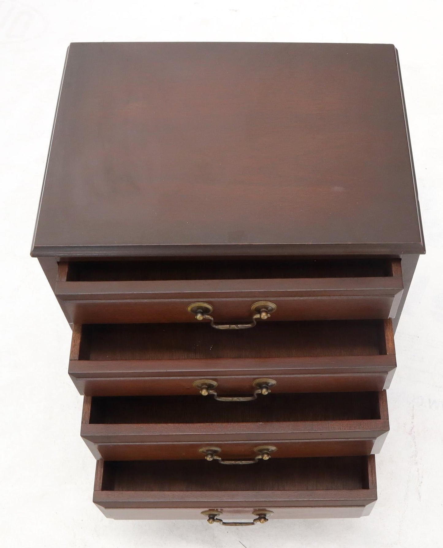 EstablishedLines Miniature 4 Drawers Jewelry Letter Campaign Chest Dresser with Brass Drop Pulls