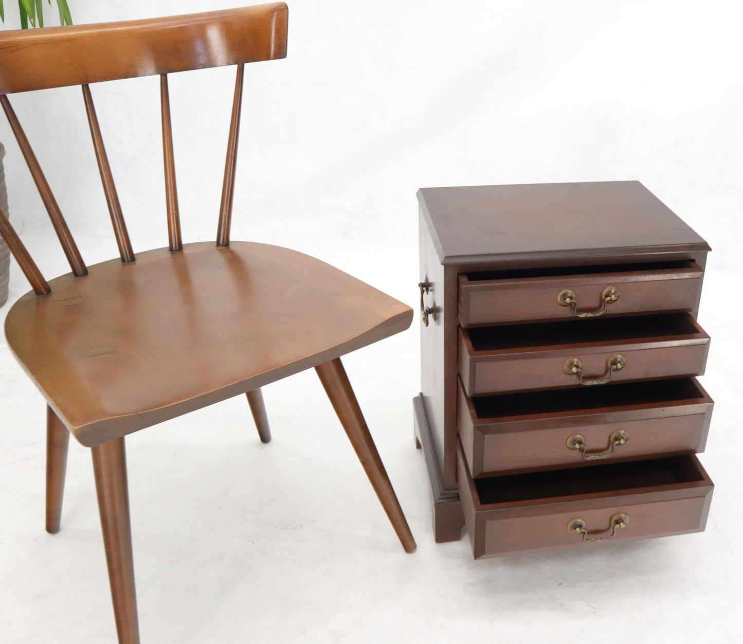 EstablishedLines Miniature 4 Drawers Jewelry Letter Campaign Chest Dresser with Brass Drop Pulls
