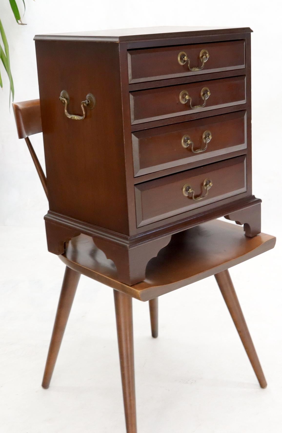 EstablishedLines Miniature 4 Drawers Jewelry Letter Campaign Chest Dresser with Brass Drop Pulls