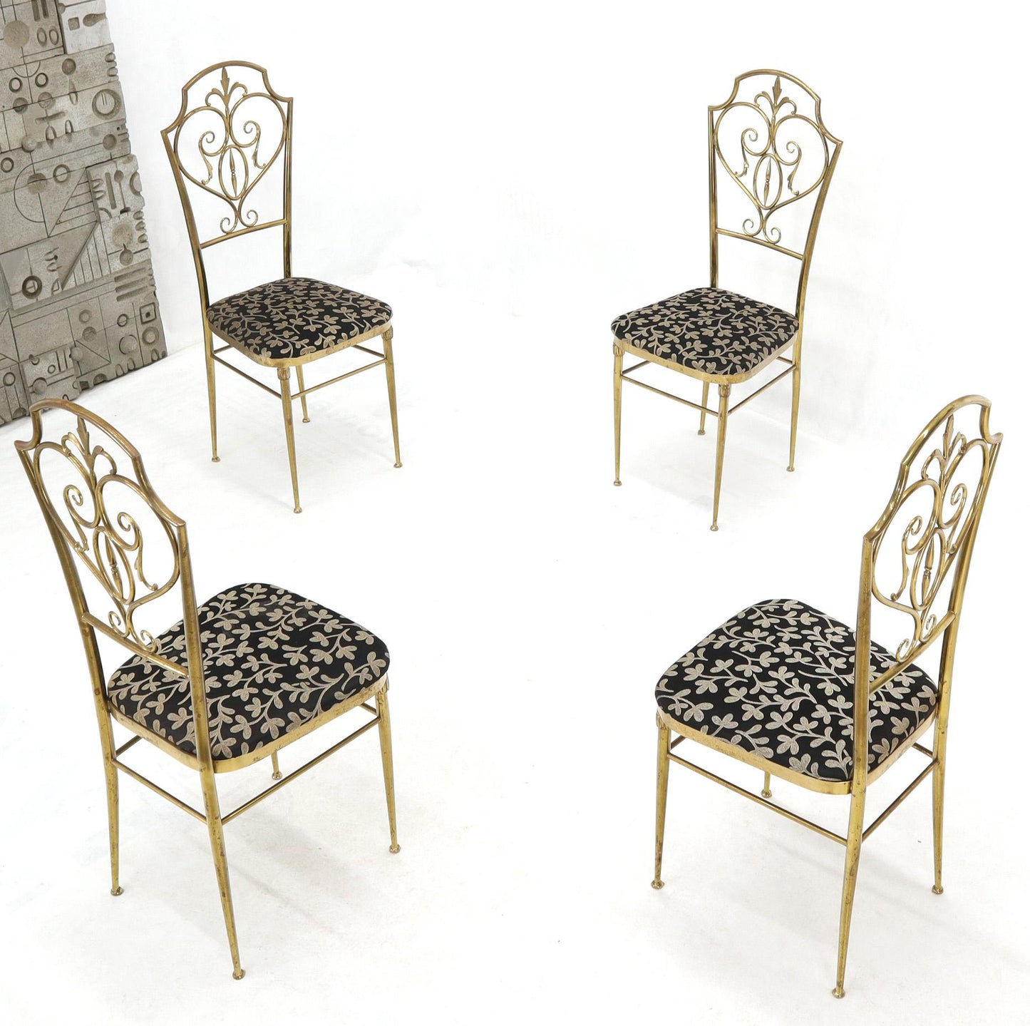 Set of 4 Italian Mid-Century Modern Chiavari Brass Chairs