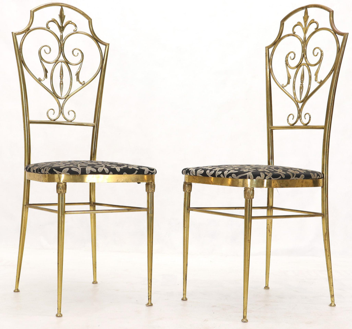 Set of 4 Italian Mid-Century Modern Chiavari Brass Chairs
