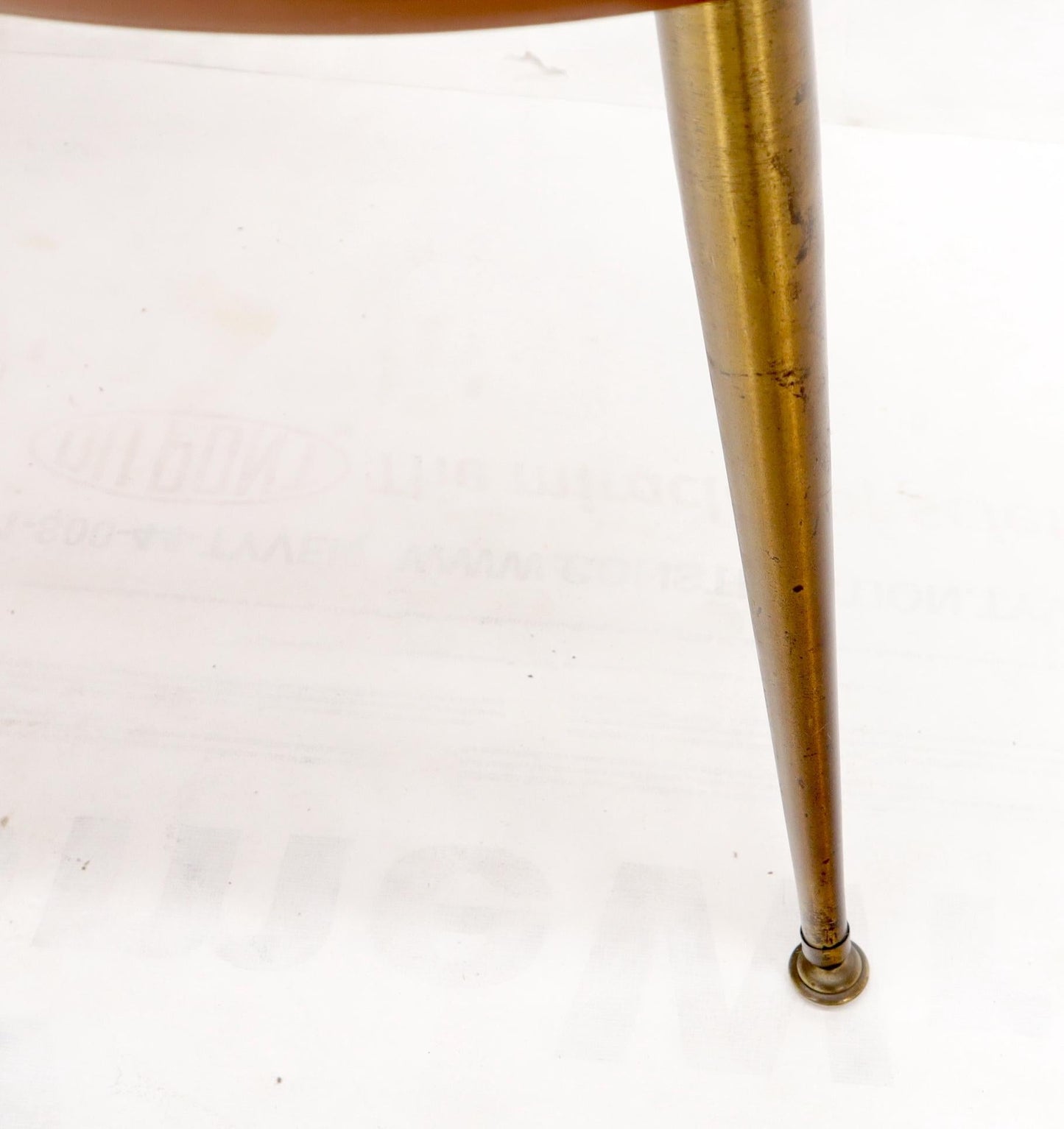 EstablishedLines Kidney Comma Shape Two Tier Glass Walnut & Brass Conical Leg Coffee Side Table