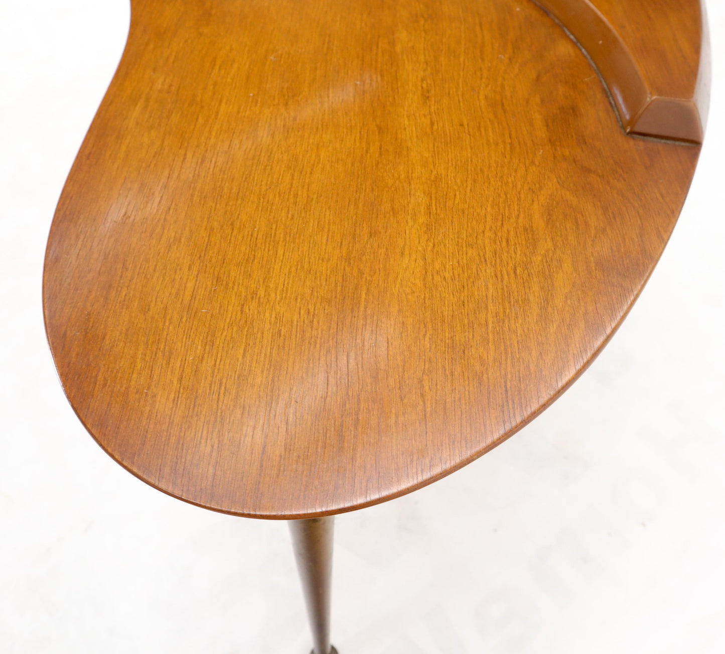EstablishedLines Kidney Comma Shape Two Tier Glass Walnut & Brass Conical Leg Coffee Side Table