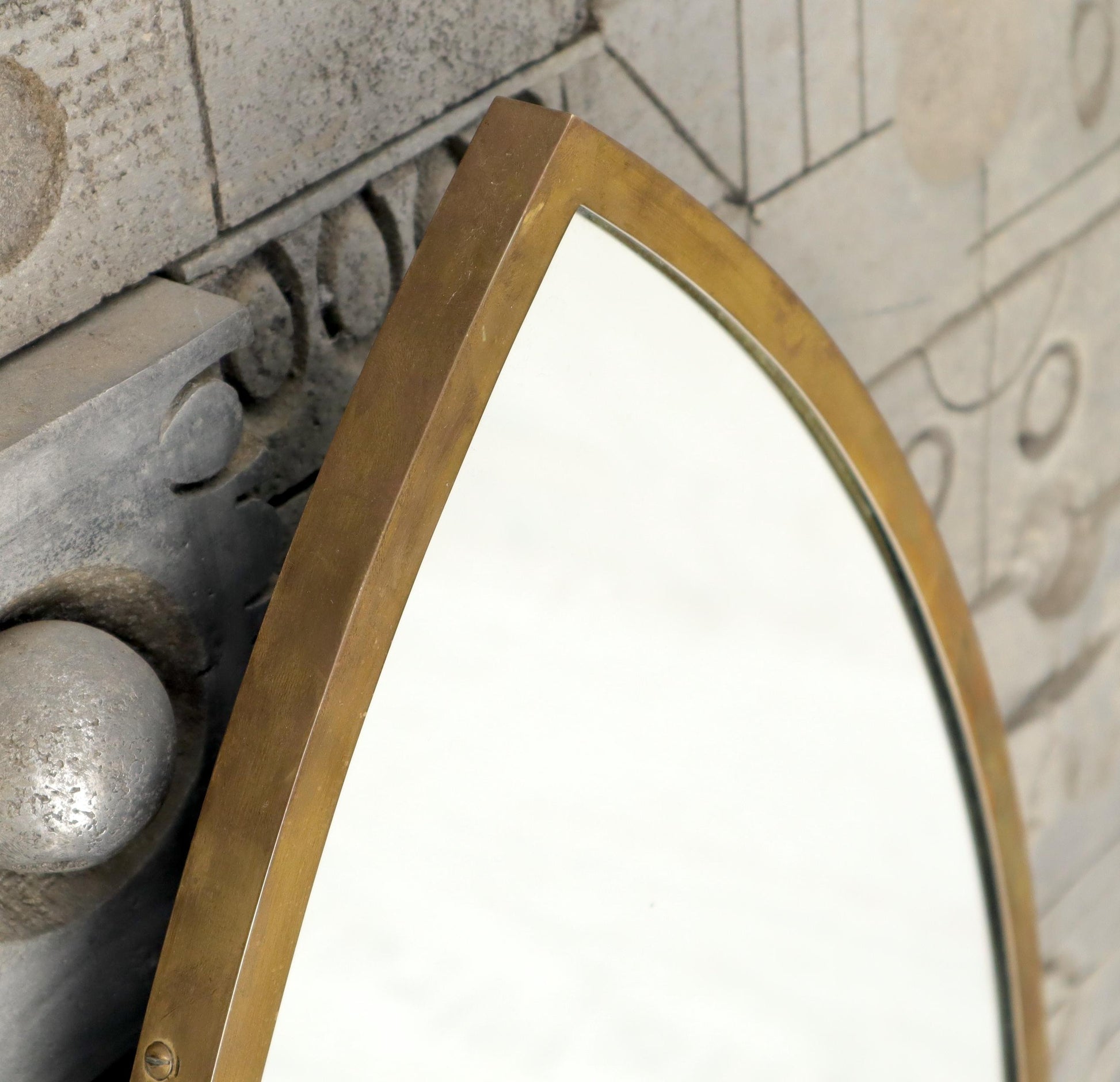 EstablishedLines Solid Brass Profile Dome Shield Shape Curved Wall Mirror