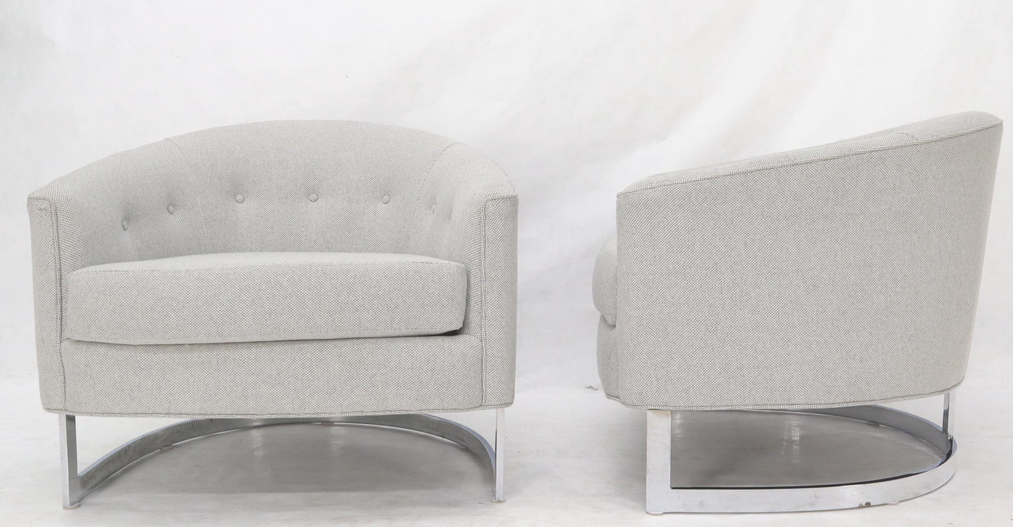 EstablishedLines New Basket Weave Wool Flax Blend Upholstery Barrel Back Lounge Chairs
