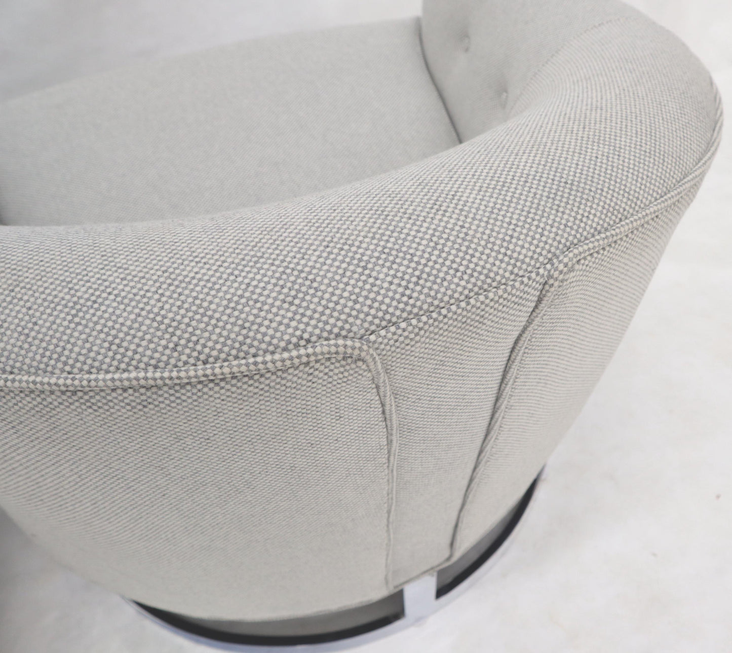 EstablishedLines New Basket Weave Wool Flax Blend Upholstery Barrel Back Lounge Chairs