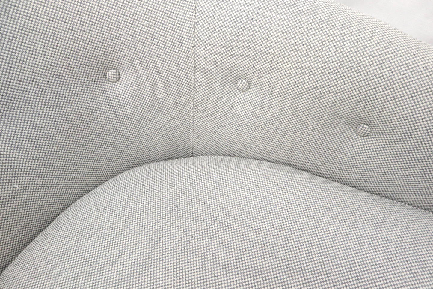EstablishedLines New Basket Weave Wool Flax Blend Upholstery Barrel Back Lounge Chairs