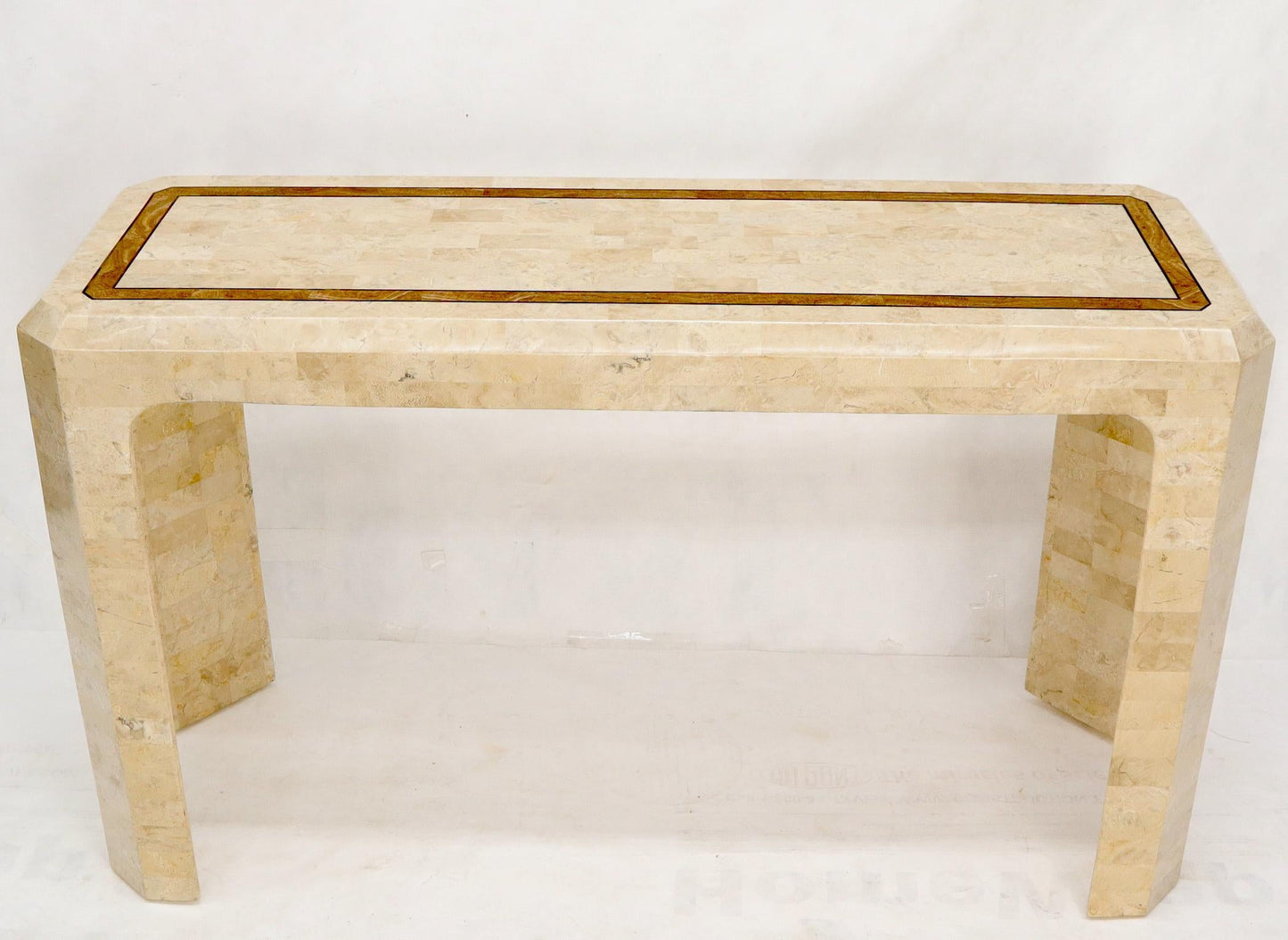 EstablishedLines Tessellated Stone Tile Inlay Console Sofa Table