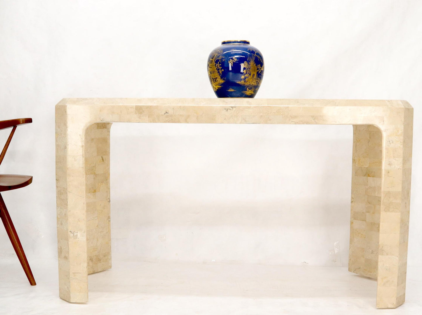 EstablishedLines Tessellated Stone Tile Inlay Console Sofa Table